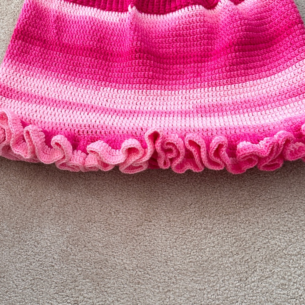 Pink Ruffled Knit Skirt - Picture 6 of 6